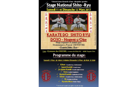 Stage Shito Ryu du 11 et 12 mars 2017